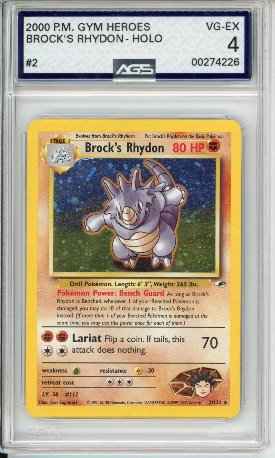 2000 Gym Heroes Brock's Rhydon #2 AGS 4