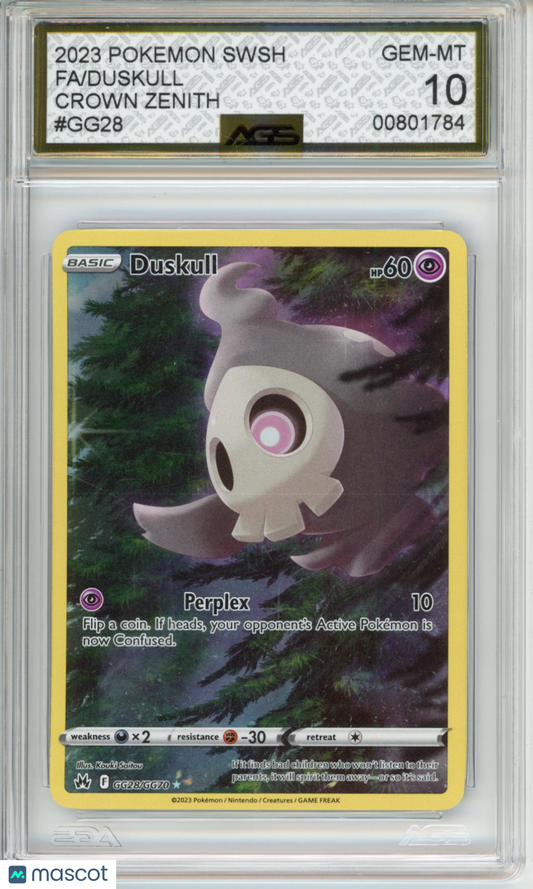 2023 Pokemon Crown Zenith Duskull #GG28 Unlimited AGS 10
