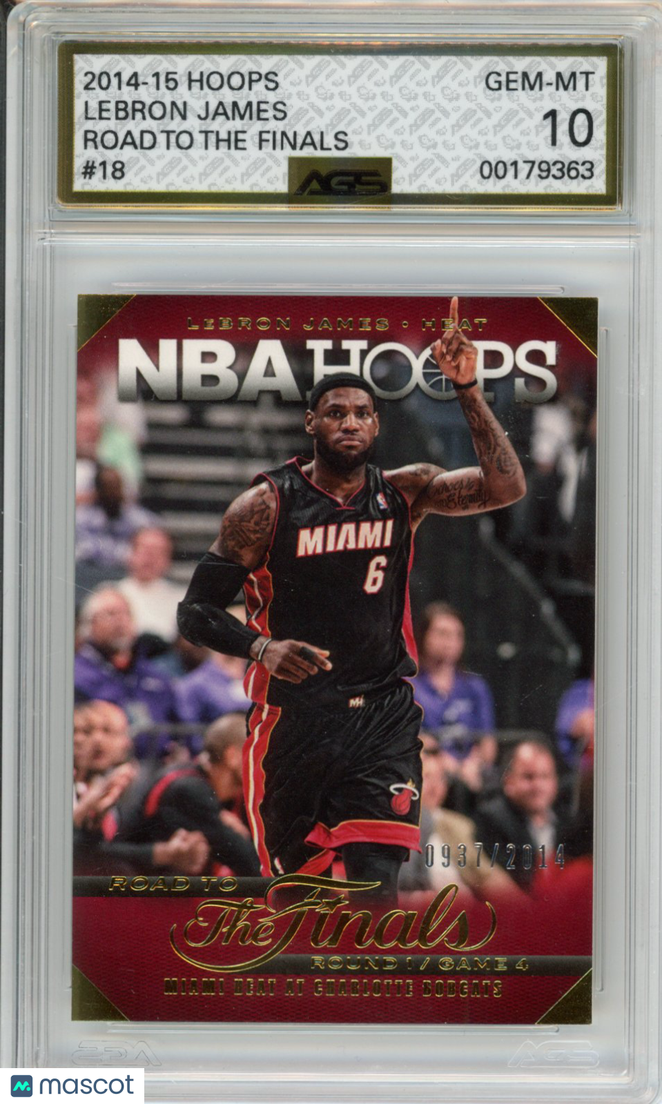 2015 Basketball 2014-15 Hoops LeBron James #018 Miami Heat AGS 10