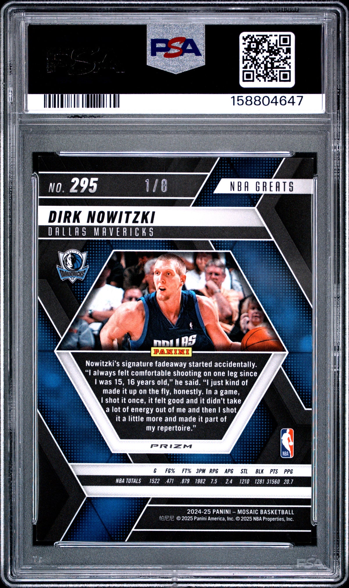 2024 Panini Mosaic Basketball Dirk Nowitzki #295 Choice Black Gold English PSA 8