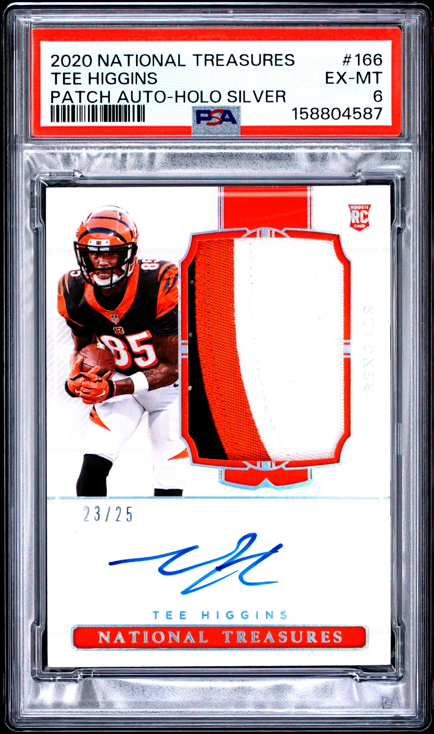 2020 unknown Panini National Treasures Tee Higgins Patch Autograph-Holo Silver 166 English PSA 6