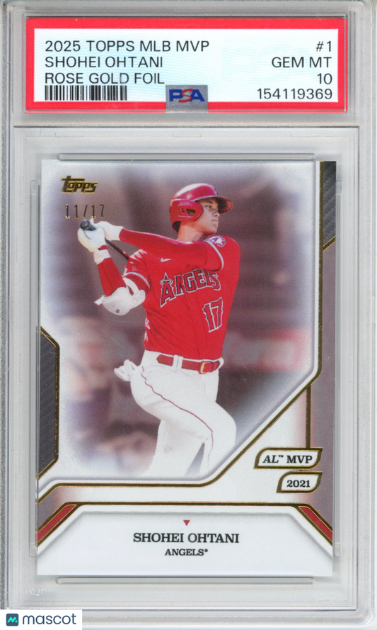 2025 Topps MLB MVP Collection Shohei Ohtani #1 Rose Gold Foil PSA 10