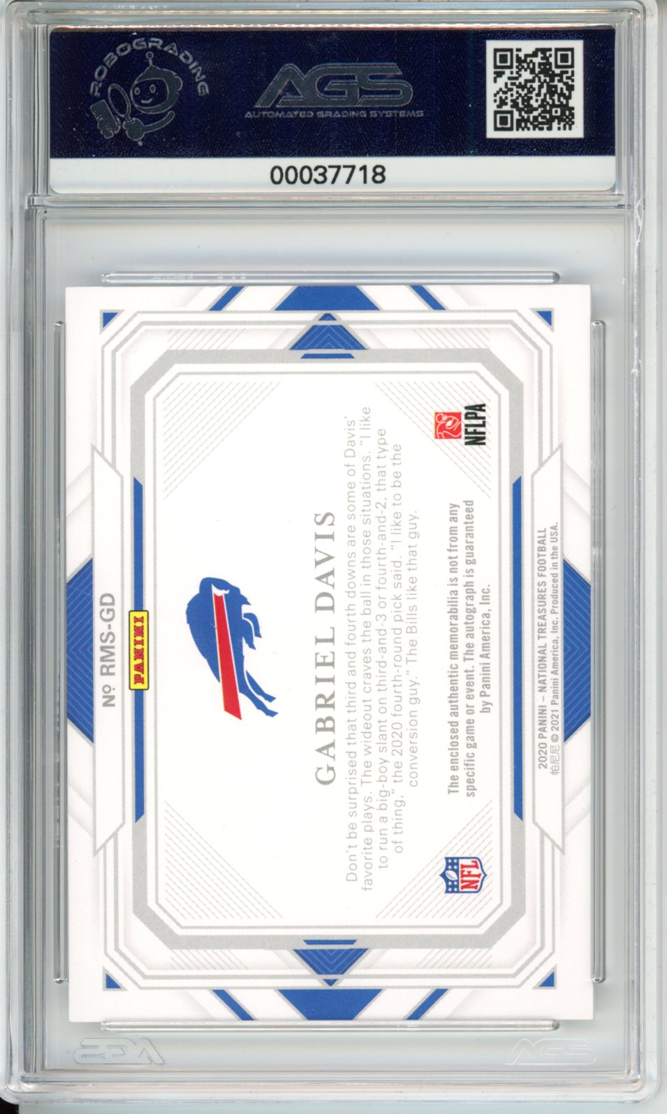 2020 Panini National Treasures Gabriel Davis #RMS-GD AGS 9