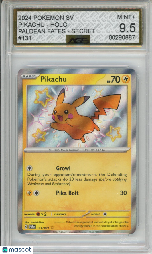 2024 Pokemon Paldean Fates Pikachu #131 AGS 9.5