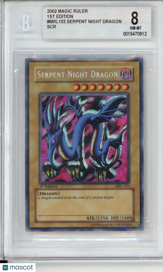 2002 Yu-Gi-Oh Magic Ruler 1st Edition Serpent Night Dragon SCR #MRL103 BGS 8