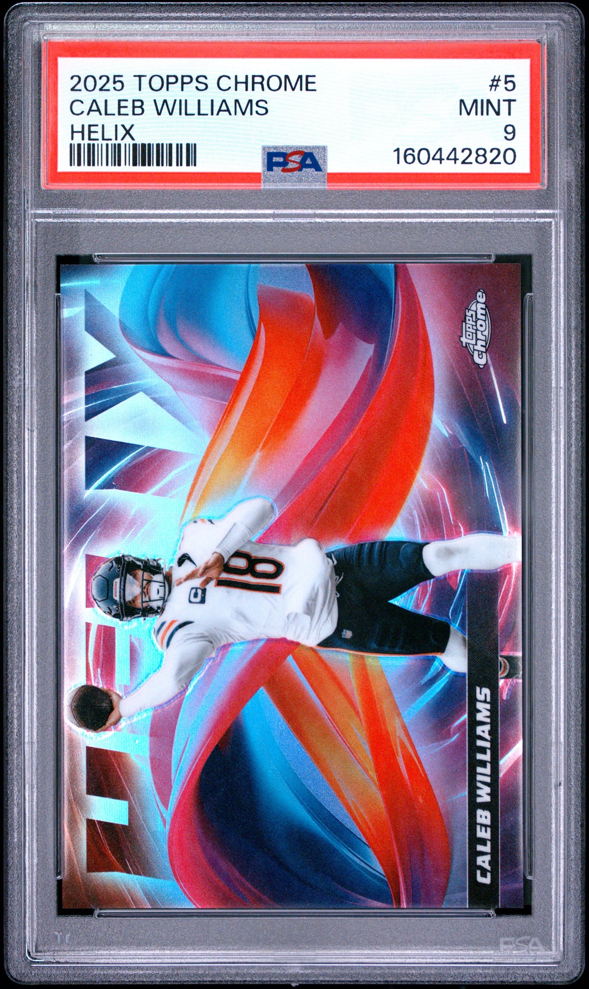 2025 Topps Chrome Football Caleb Williams #HX-5 Chrome Helix English PSA 9