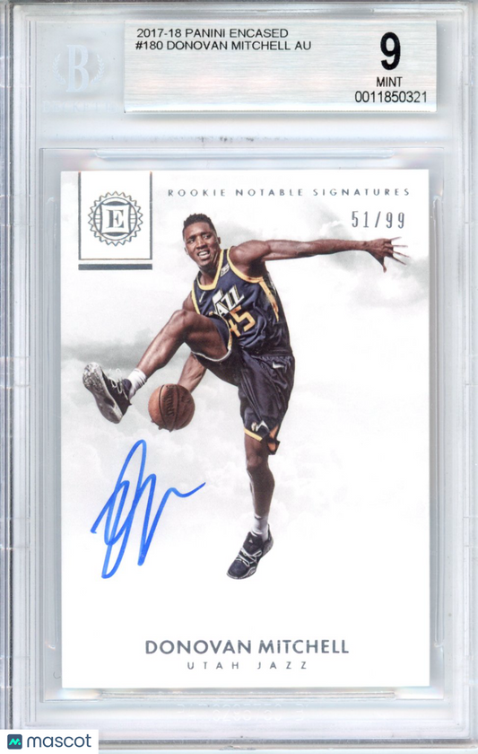 2017 Panini Encased Donovan Mitchell #180 BGS 9 Auto 10