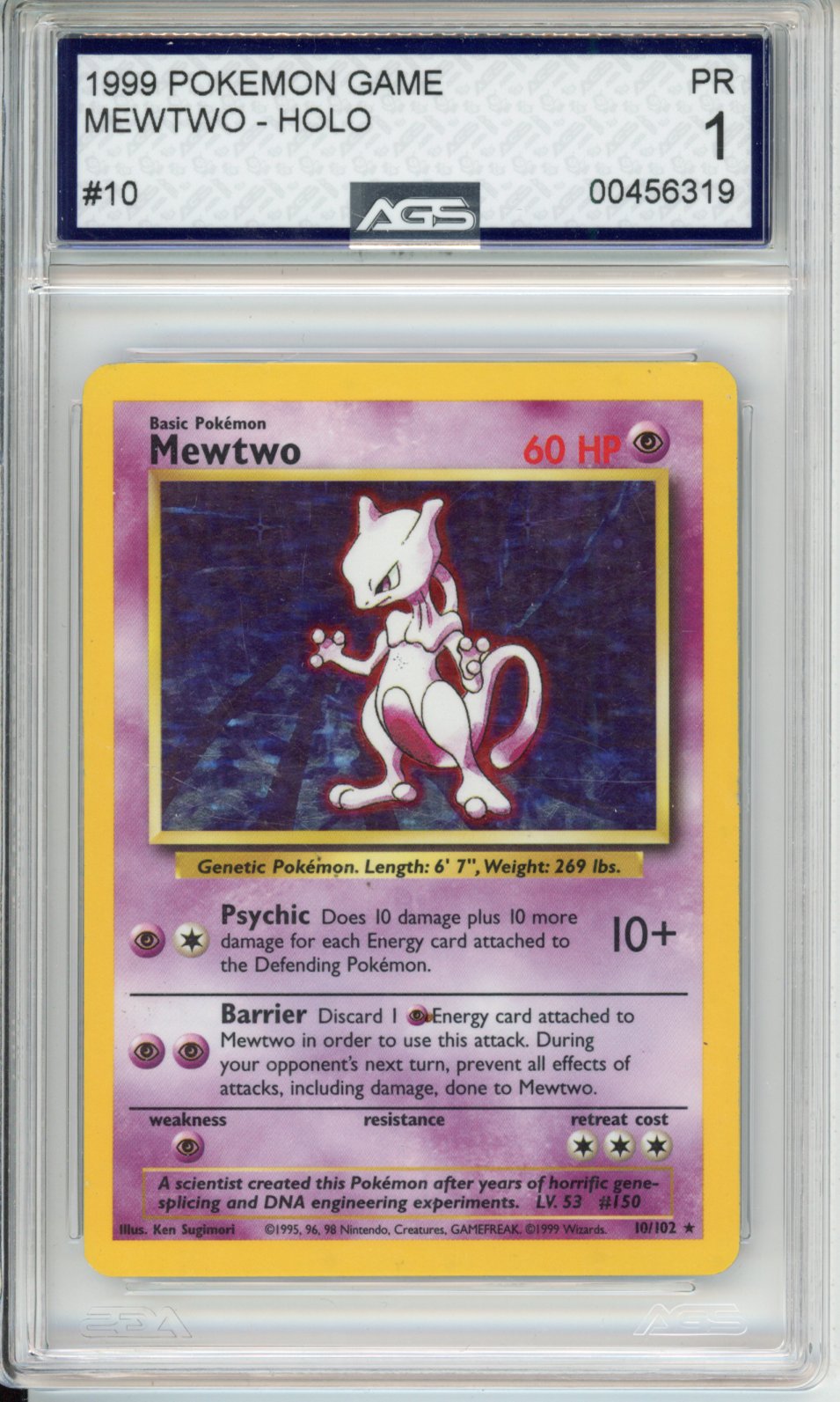 1999 Base Set Mewtwo #10 AGS 1