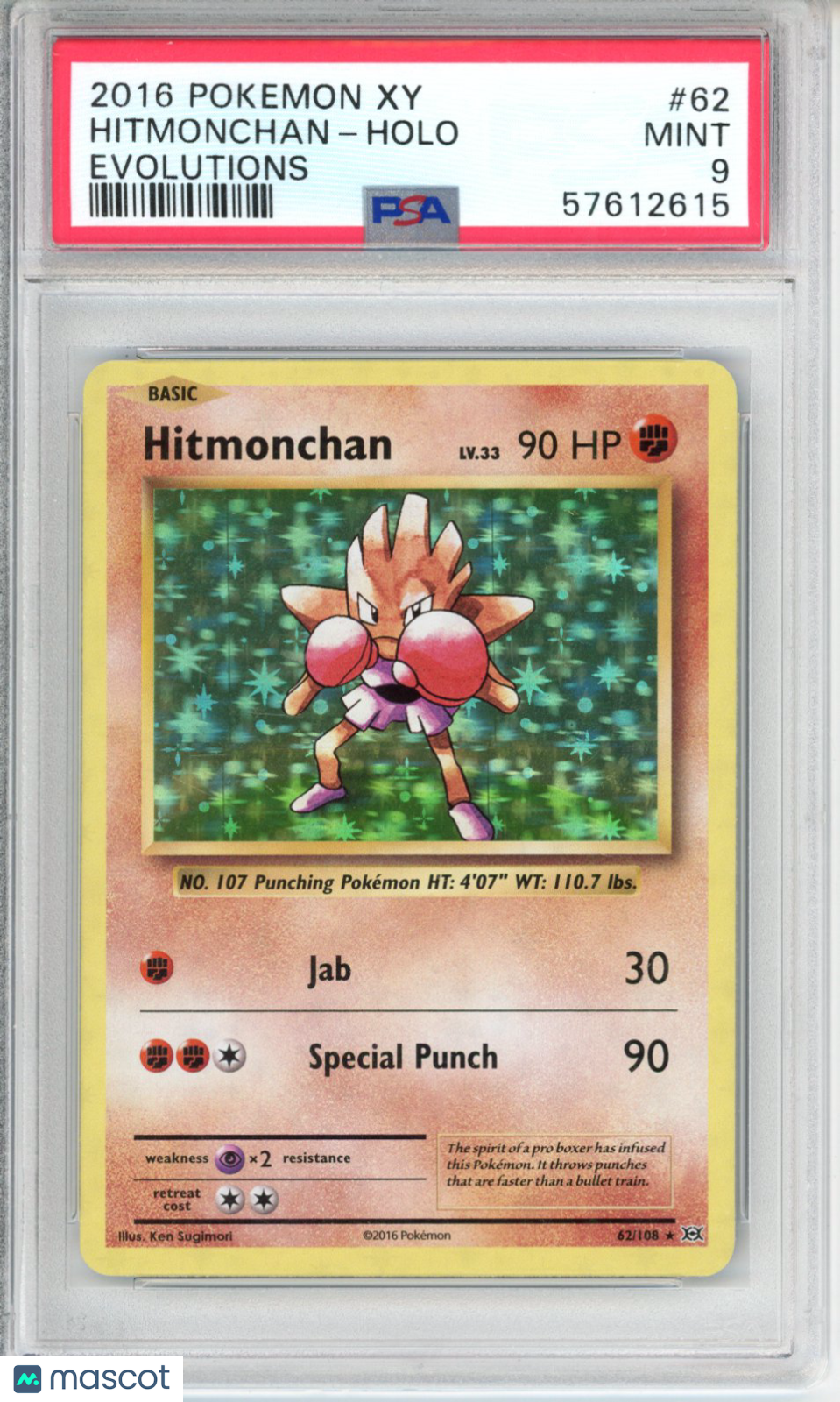 2016 Pokemon Xy Evolutions Hitmonchan #62 Evolutions PSA 9