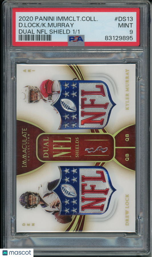 2020 Immaculate Collection K. Murray D. Lock #DS13 Dual NFL Shield /1 PSA 9