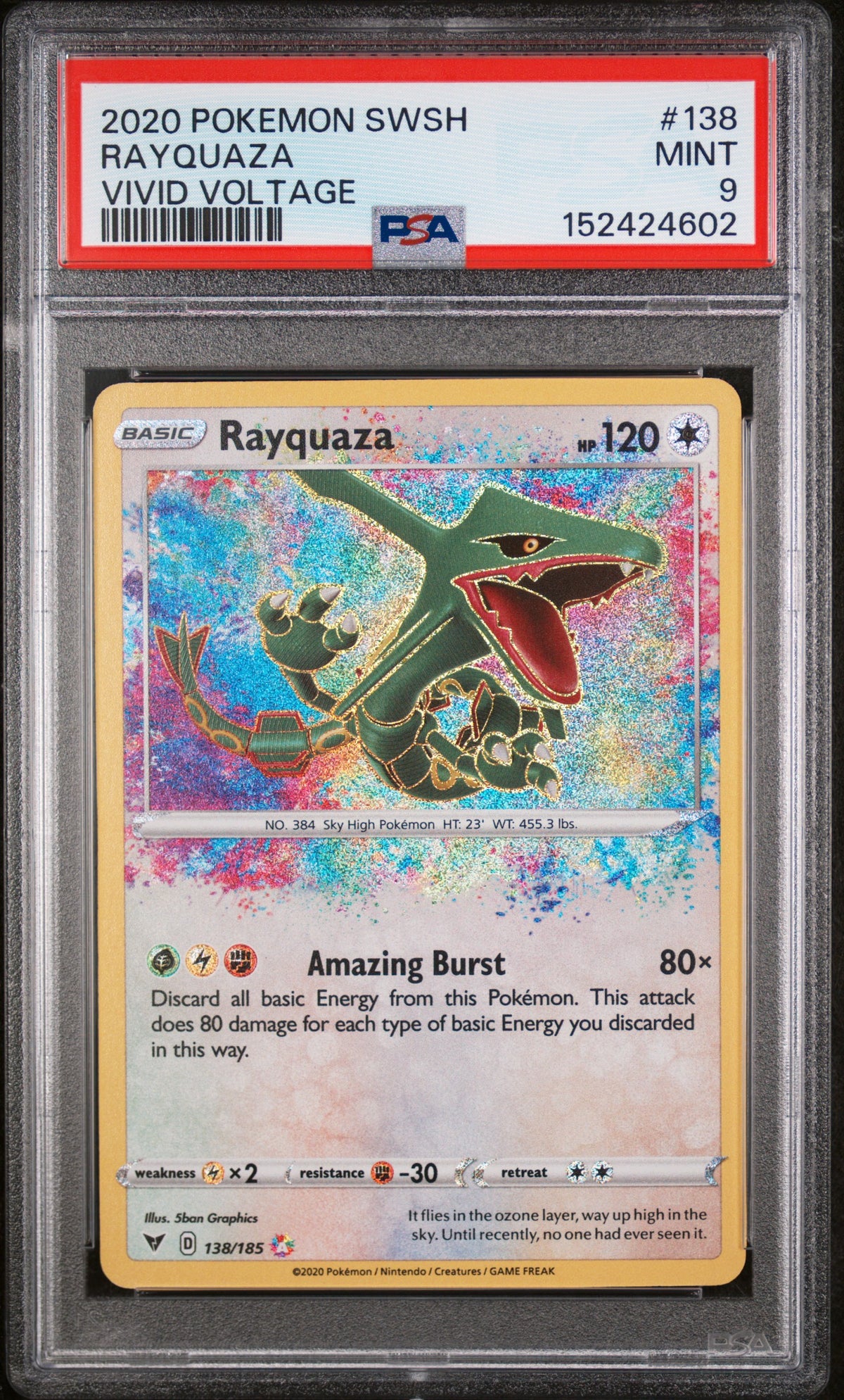 2020 SWSH04: Vivid Voltage Rayquaza #138 Base English PSA 9