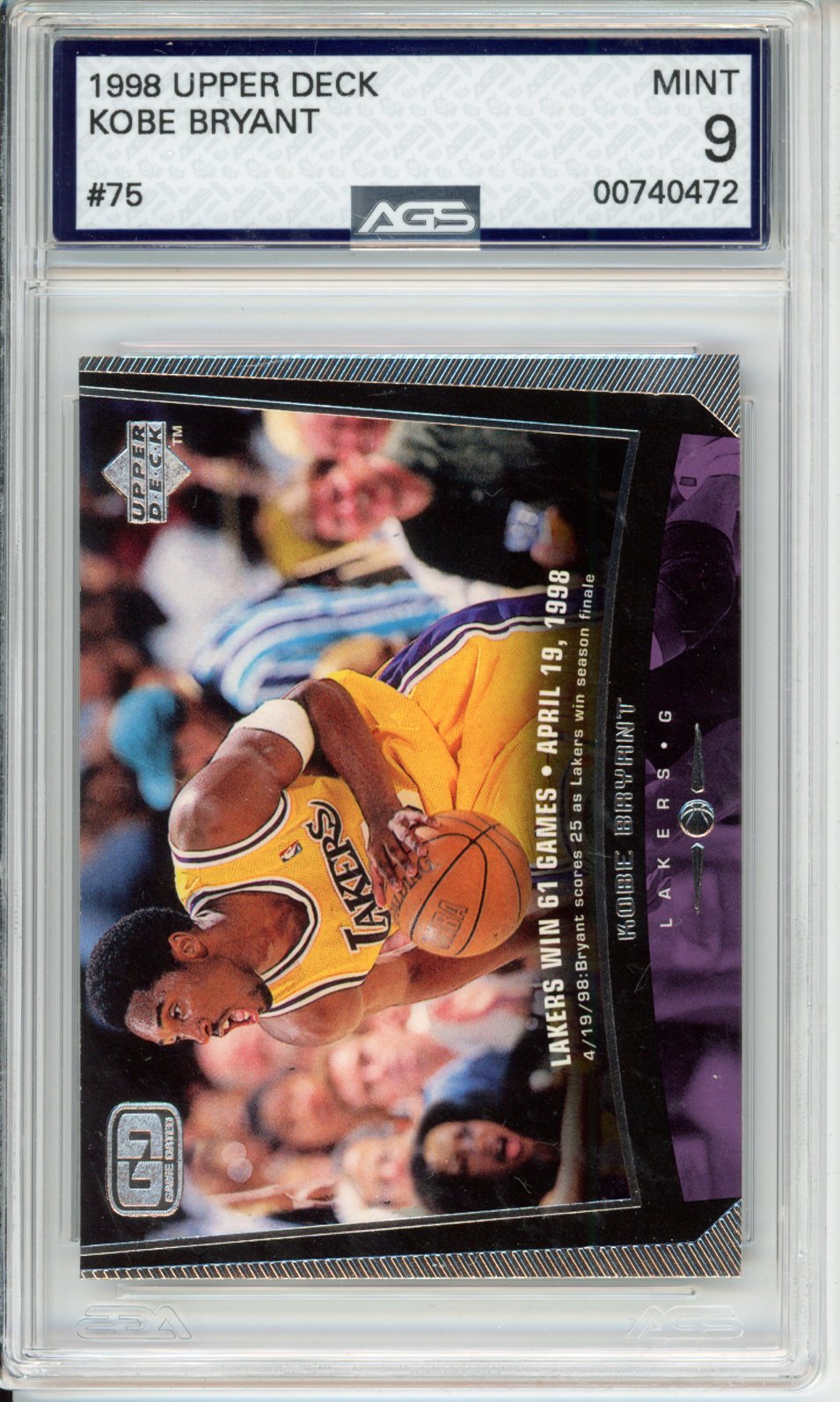 1998 Upper Deck KOBE BRYANT #75 English AGS 9