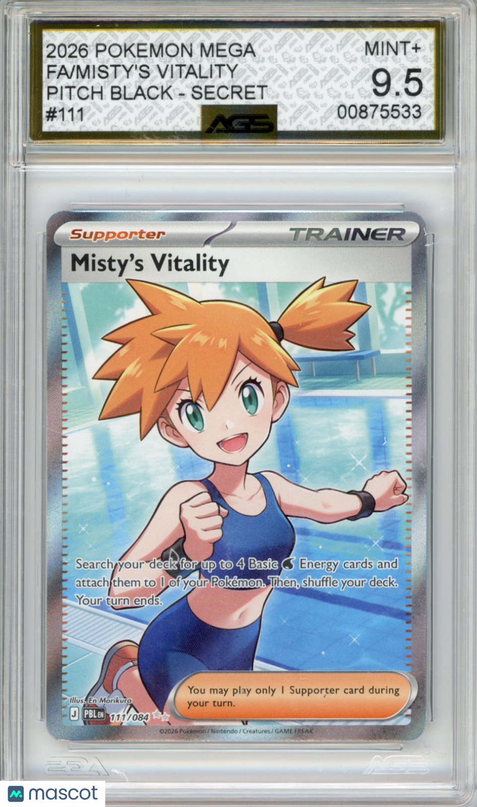 2026 Pokemon PITCH BLACK MISTY'S VITALITY #111 AGS 9.5