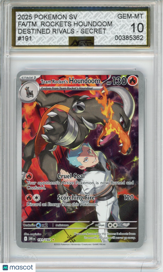 2025 Pokemon SV Team Rocket's Houndoom #191 Destined Rivals AGS 10