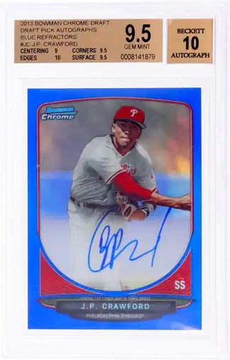 2013 Bowman Chrome Draft Pick J.P. Crawford #BCA-JC Auto Blue /99 BGS 9.5
