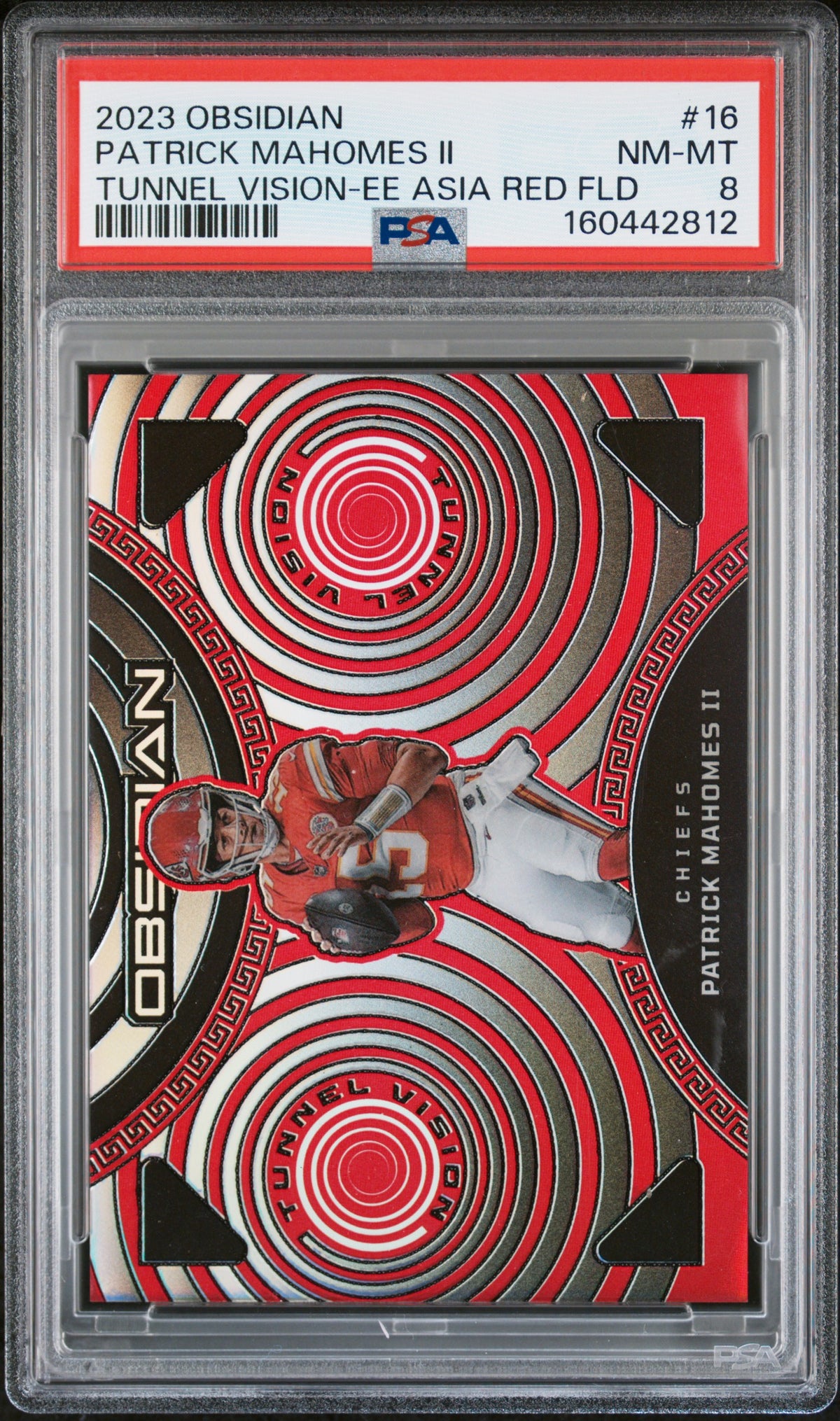 2023 Panini Obsidian Football Patrick Mahomes II #16 Asia Electric Etch Red Flood English PSA 8