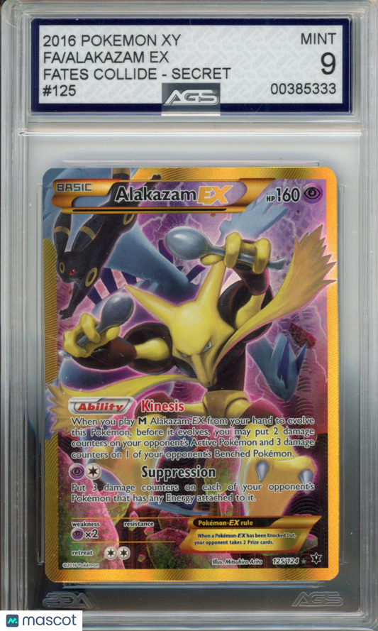 2016 Pokemon Fates Collide Alakazam EX #125 AGS 9