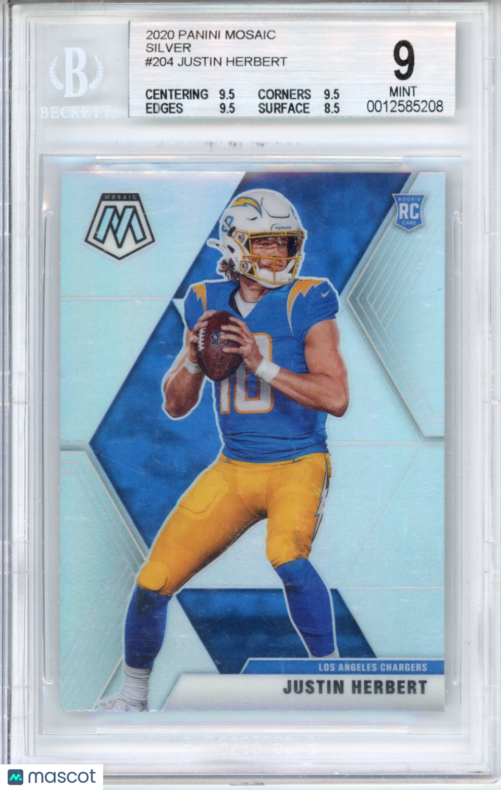 2020 Panini Mosaic Silver Justin Herbert #204 BGS 9