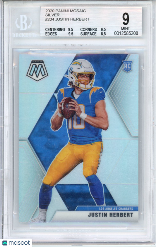 2020 Panini Mosaic Silver Justin Herbert #204 BGS 9
