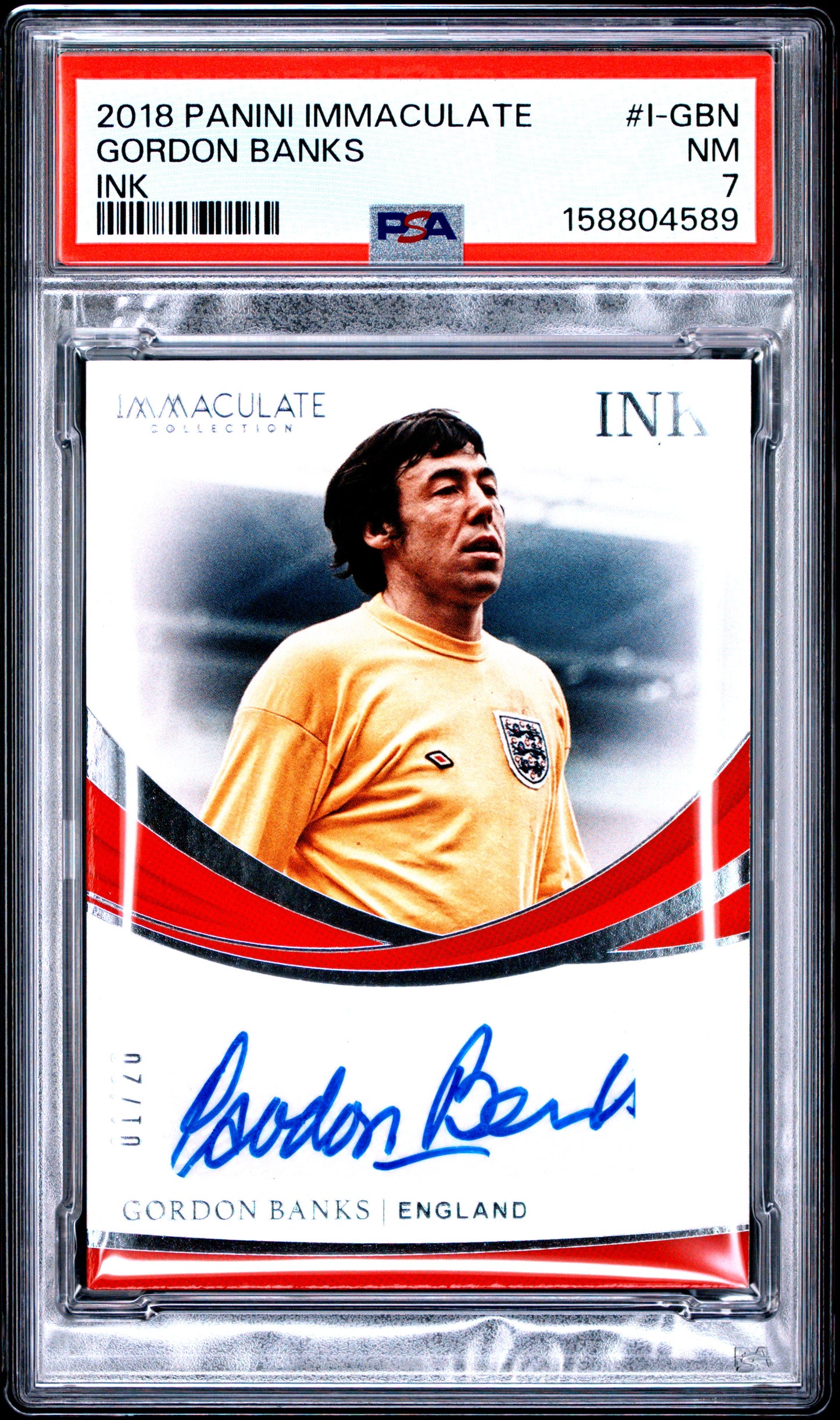 Panini 2018-19 Immaculate Collection Ink Gordon Banks I-GBN English PSA 7
