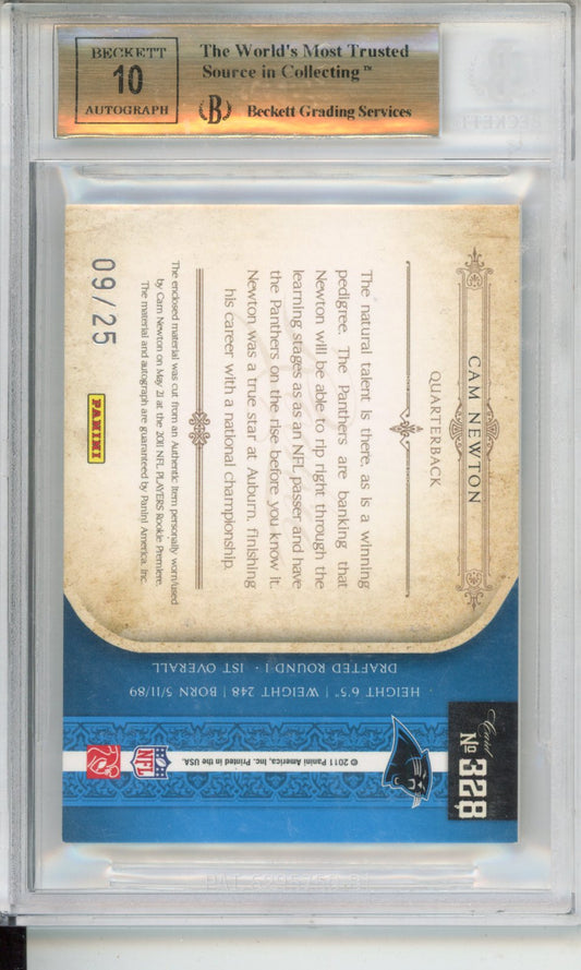 2011 Playoff National Treasures Rookie Signature Cam Newton #328 BGS 9.5 Auto 10