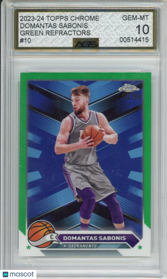 2023-24 TOPPS CHROME BASKETBALL DOMANTAS SABONIS #010 GREEN REFRACTORS AGS 10