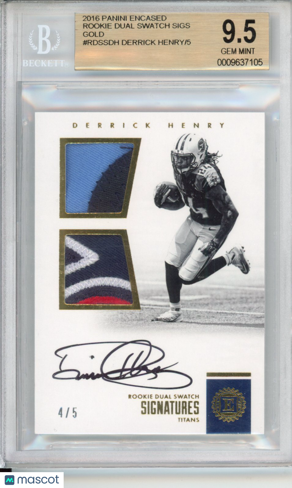 2016 Encased Rookie Dual Swatch Signatures Gold Derrick Henry #RDSSDH BGS 9.5