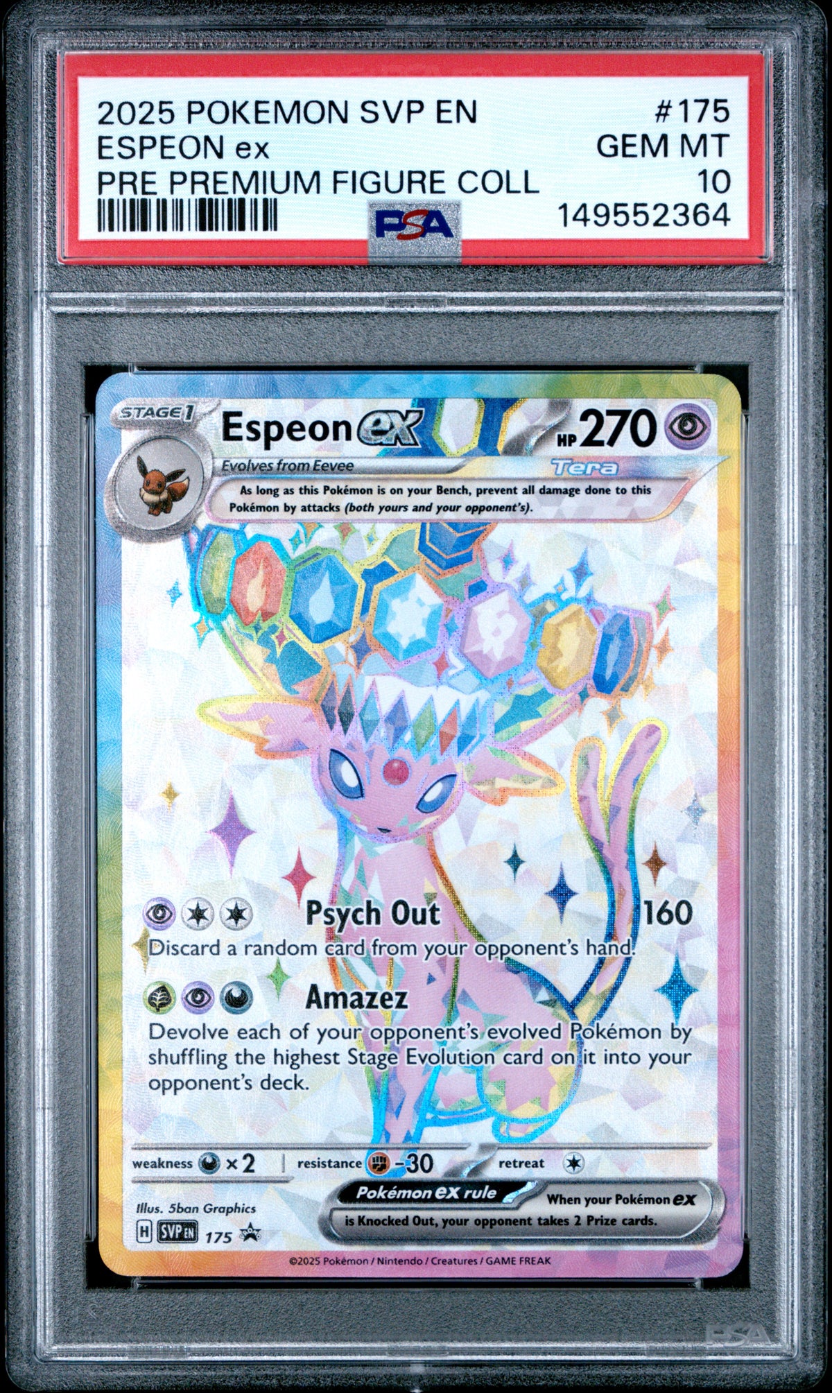 2025 SV: Scarlet & Violet Promo Cards Espeon EX #175 Base English PSA 10