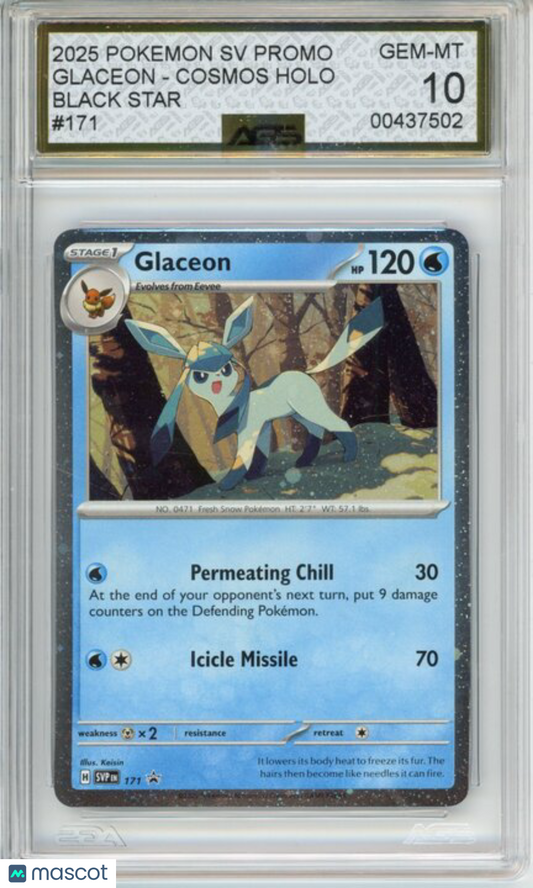 2025 Pokemon SV Glaceon #171 Black STar AGS 10