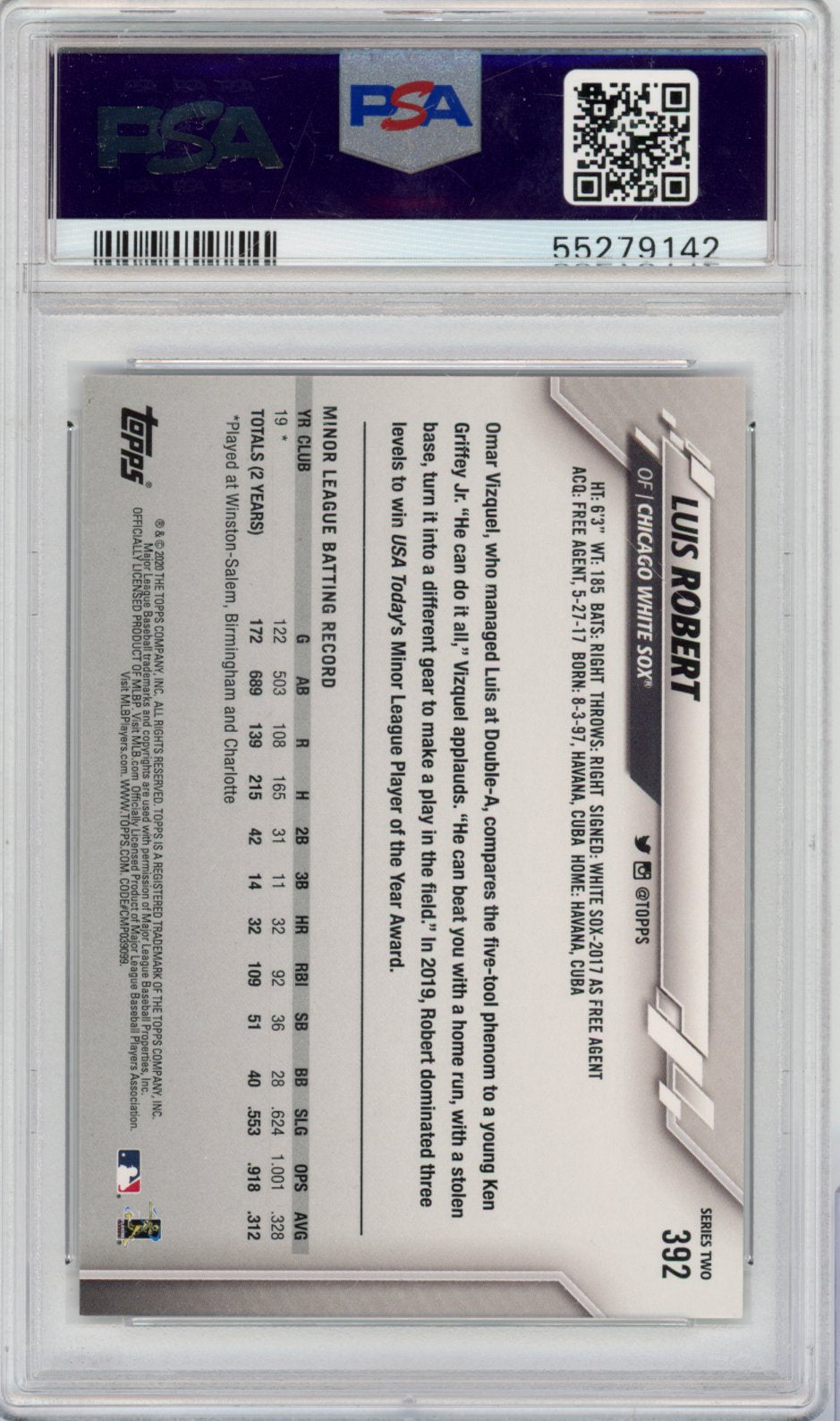 2020 Topps Baseball Luis Robert #392 English PSA 10