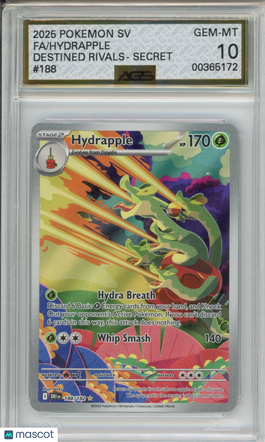 2025 Pokemon Destined Rivals Hydrapple #188 Unlimited AGS 10