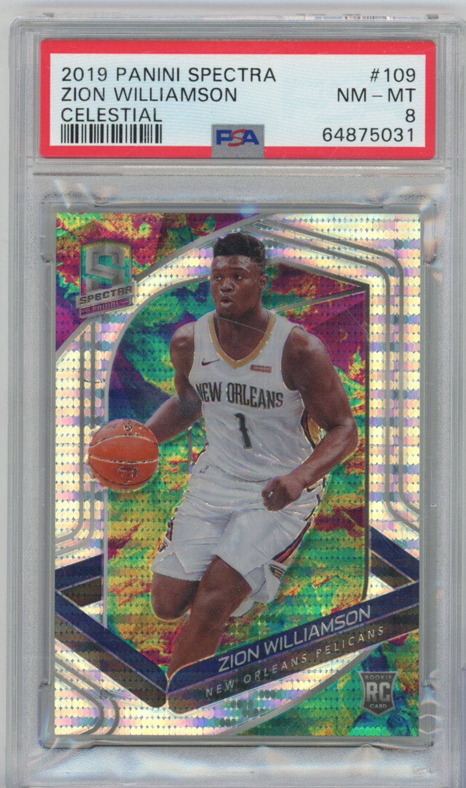 2019 Panini Spectra Basketball Zion Williamson #109 Celestial English PSA 8