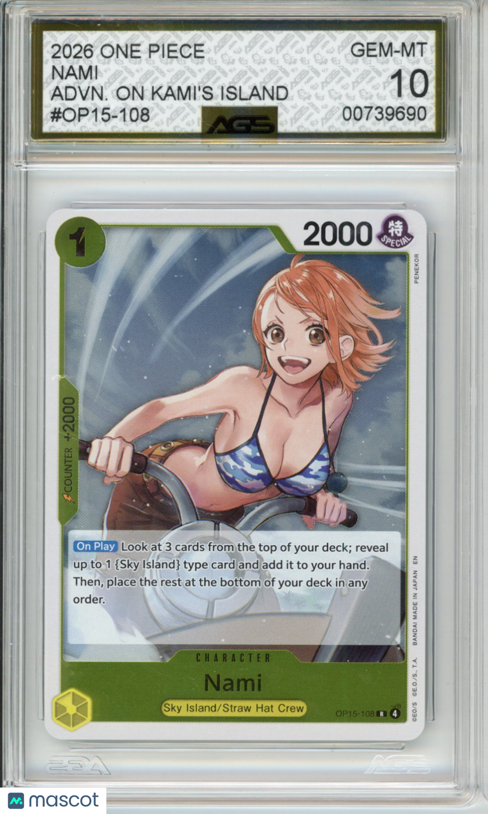 2026 One Piece ADVENTURE ON KAMI'S ISLAND NAMI OP15-108 AGS 10
