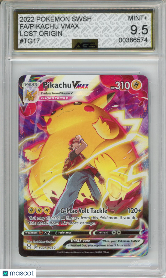 2022 Pokemon Lost Origin Pikachu VMAX #TG17 AGS 9.5