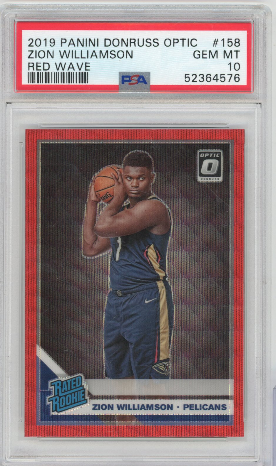 2019 Panini Donruss Optic Basketball Zion Williamson #158 Red Wave English PSA 10