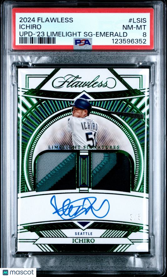 2024 Panini Flawless Update Ichiro #LSIS '23 Limelight SG Emerald PSA 8