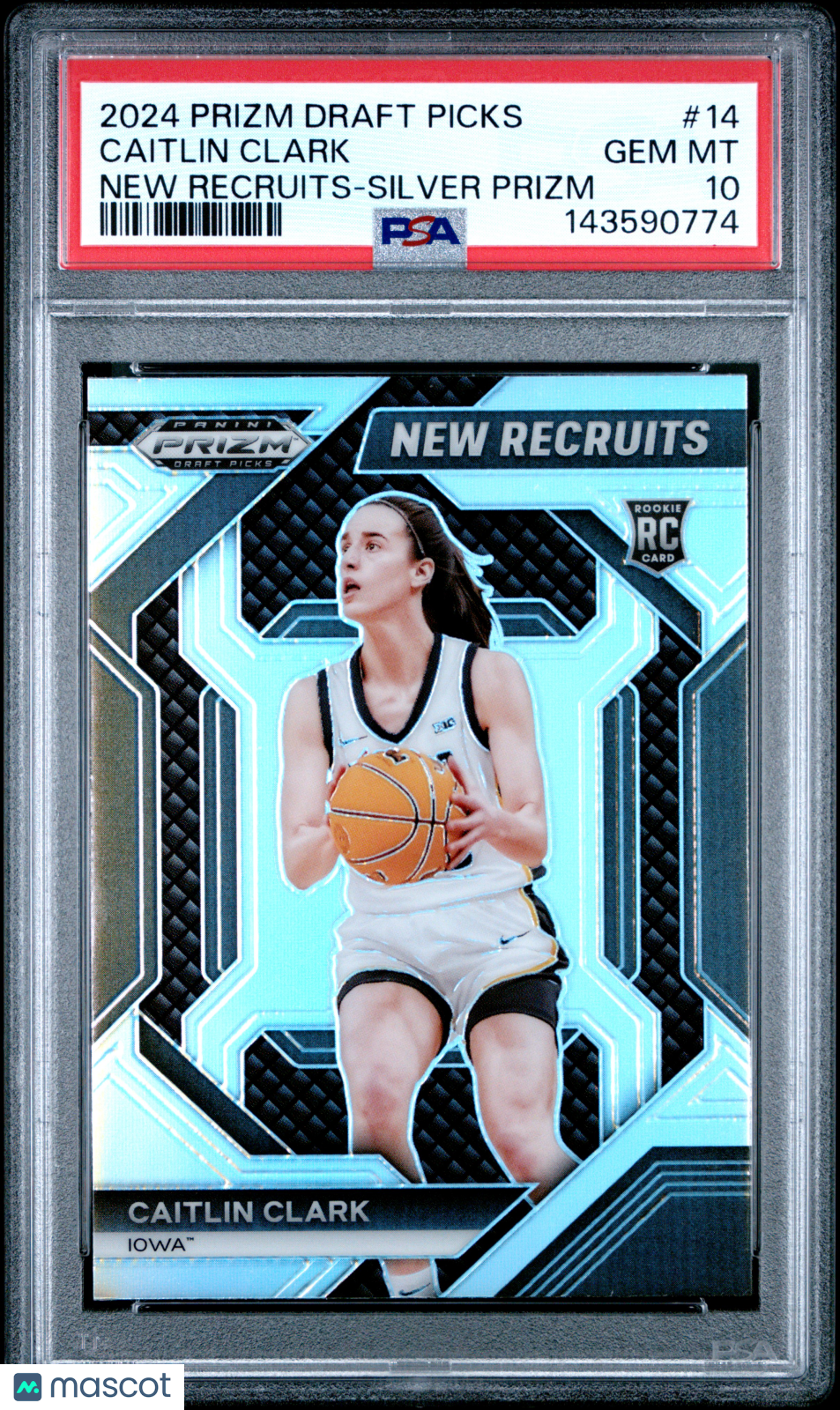 2024 Panini Prizm Draft Picks New Recruits Caitlin Clark #14 Silver PSA 10