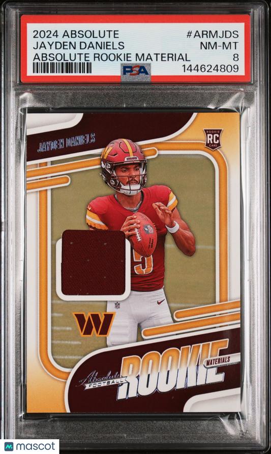 2024 Panini Absolute Absolute Rookie Materials Jayden Daniels #ARMJDS PSA 8