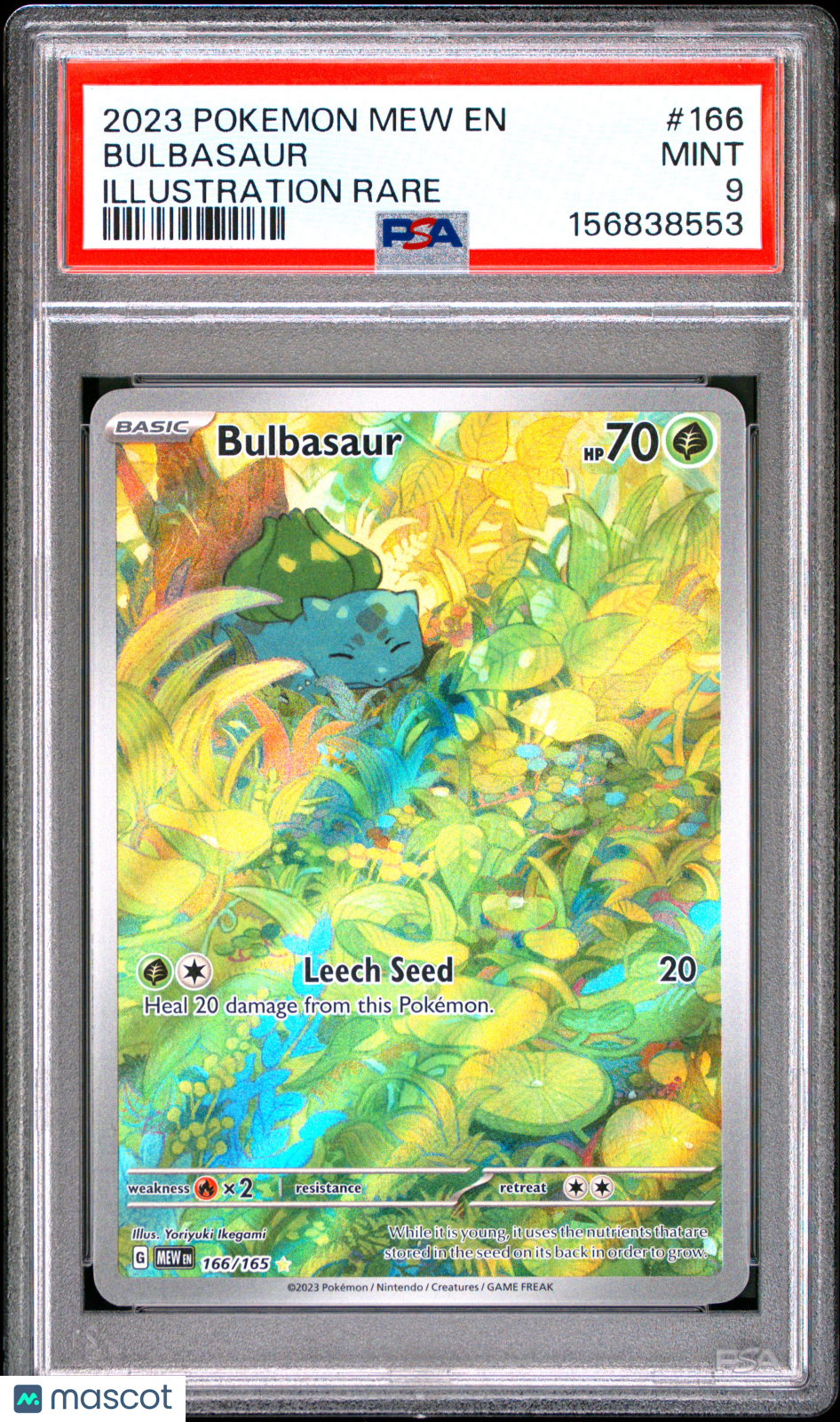 2023 Pokemon Mew EN-151 Bulbasaur #166 Illustration Rare PSA 9