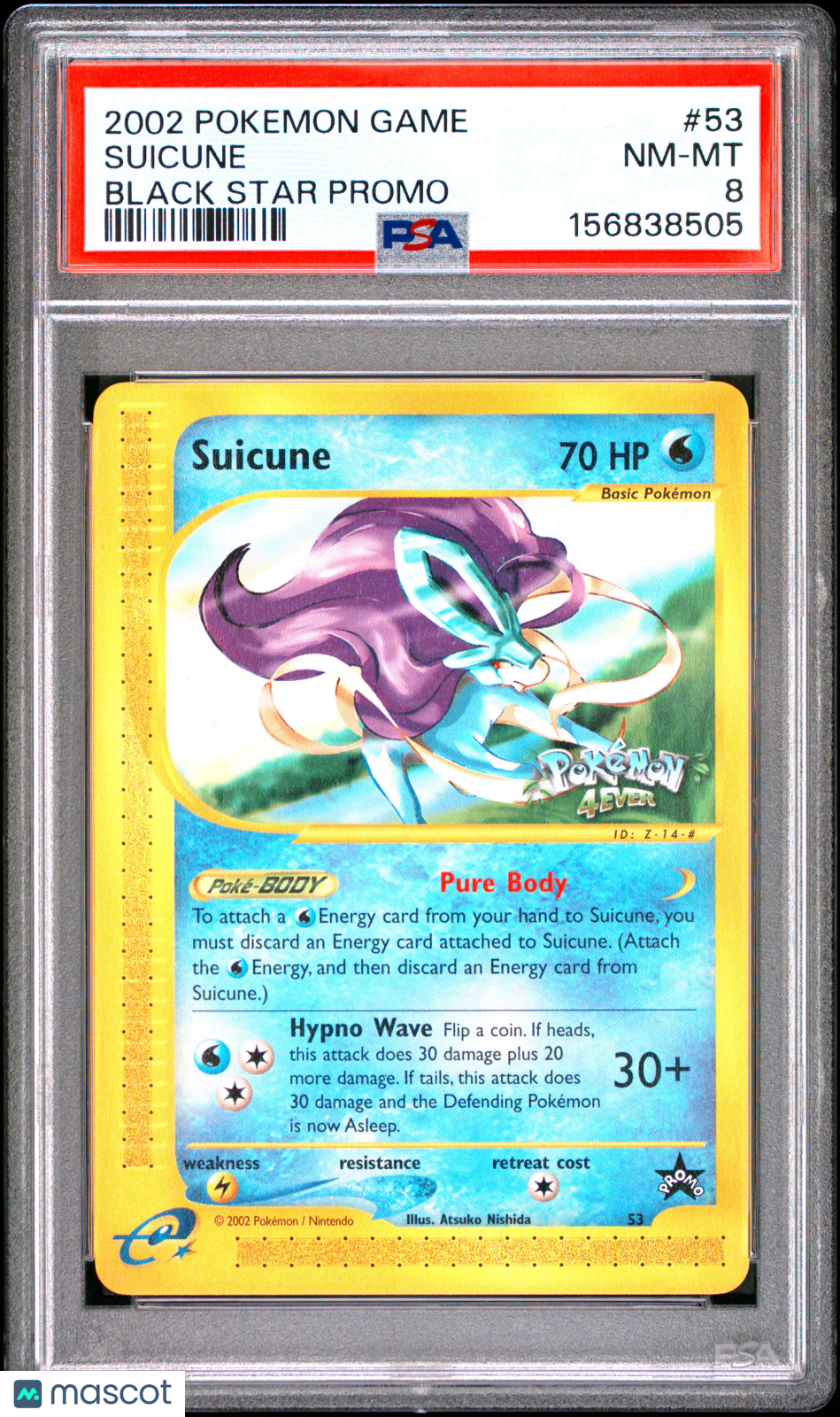 2002 Pokemon Game Promo Suicune #53 Black Star Promo PSA 8
