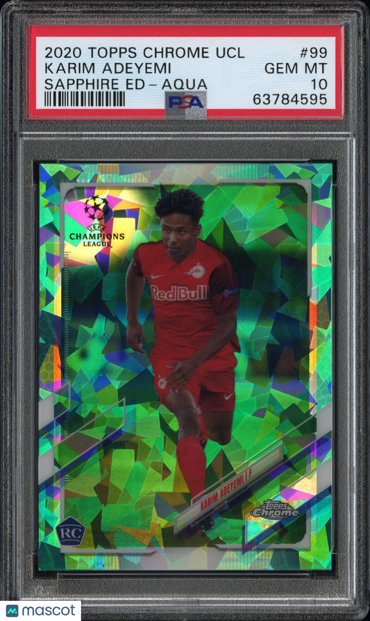2020 Topps Chrome UEFA Sapphire Edition Karim Adeyemi #99 Aqua PSA 10