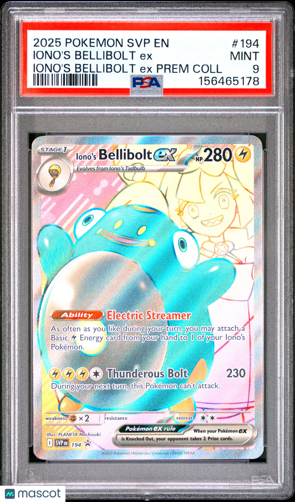 2025 Pokemon SVP EN-SV Black Star Promo Iono's Bellibolt EX #194 PSA 9