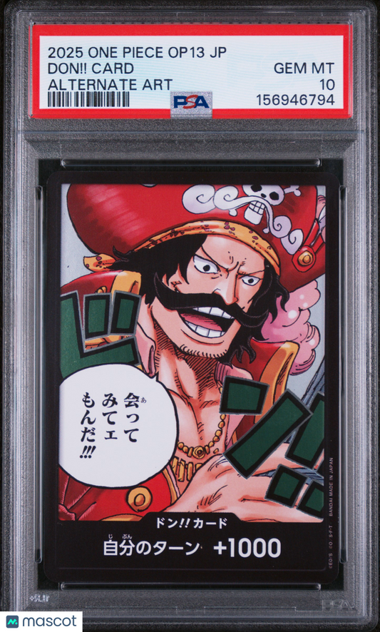 2025 One Piece Japanese Op13-Carrying On His Will Don!! Card Japanese Alternate Art PSA 10