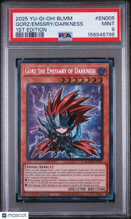 2025 Yu-Gi-Oh!  Gorz The Emissary of Darkness #BLMM-EN005 1st Edition PSA 9