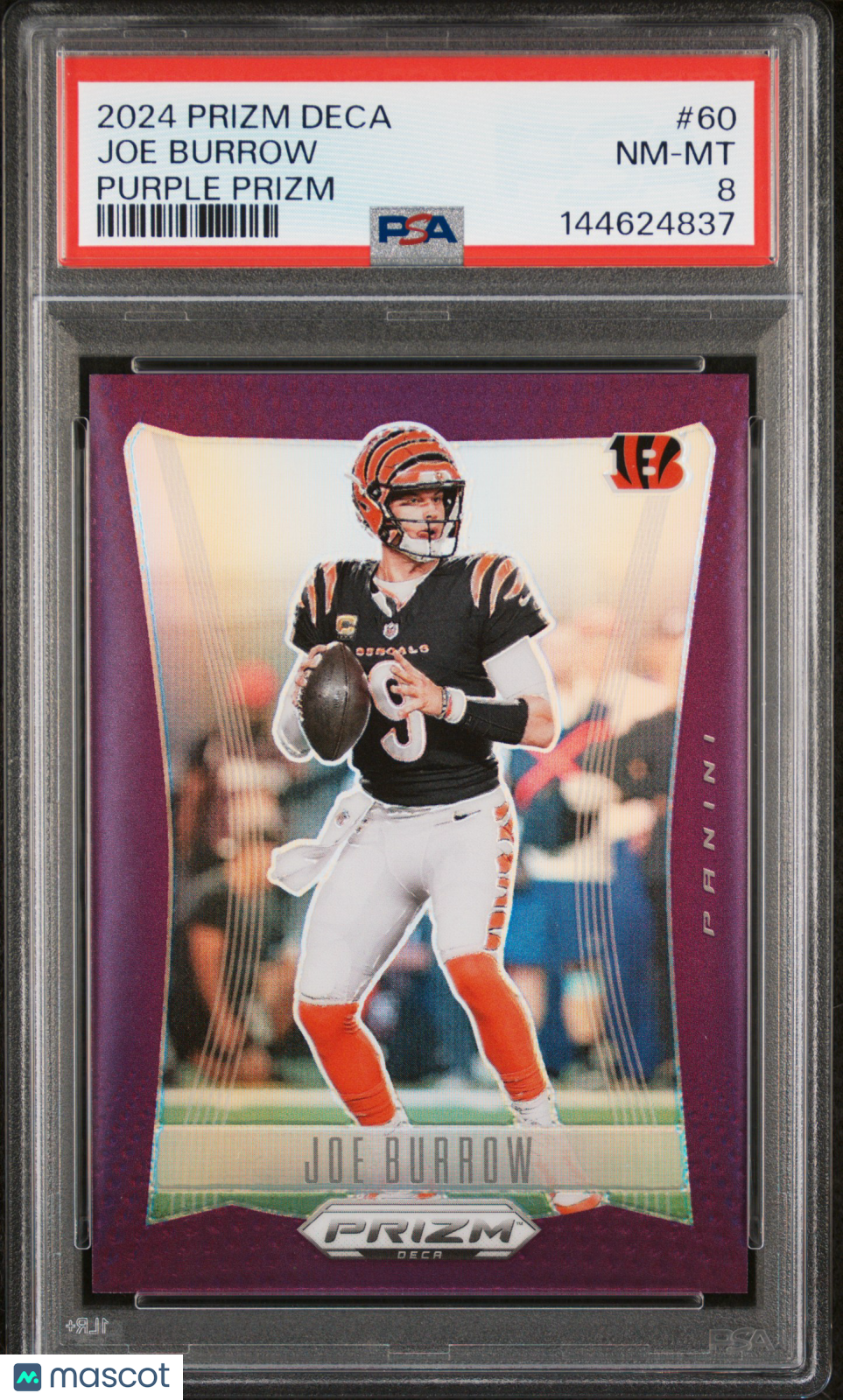2024 Panini Prizm Deca Joe Burrow #60 Purple PSA 8