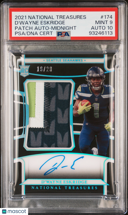 2021 National Treasures D'wayne Eskridge #174 Rookie Patch Auto PSA 9 RPA