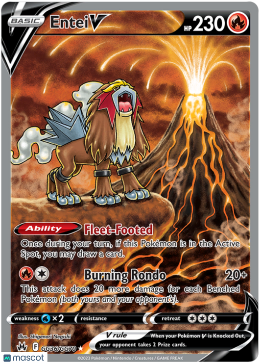 2023 Pokemon Crown Zenith Entei V #GG36 AGS 10