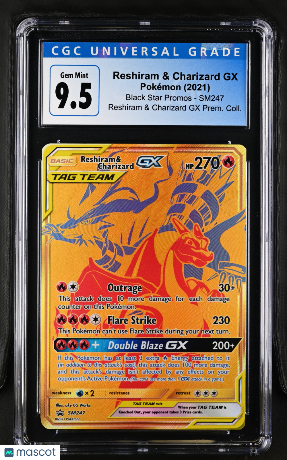 2021 Pokemon Black Star Promos Reshiram & Charizard GX #SM247 CGC 10