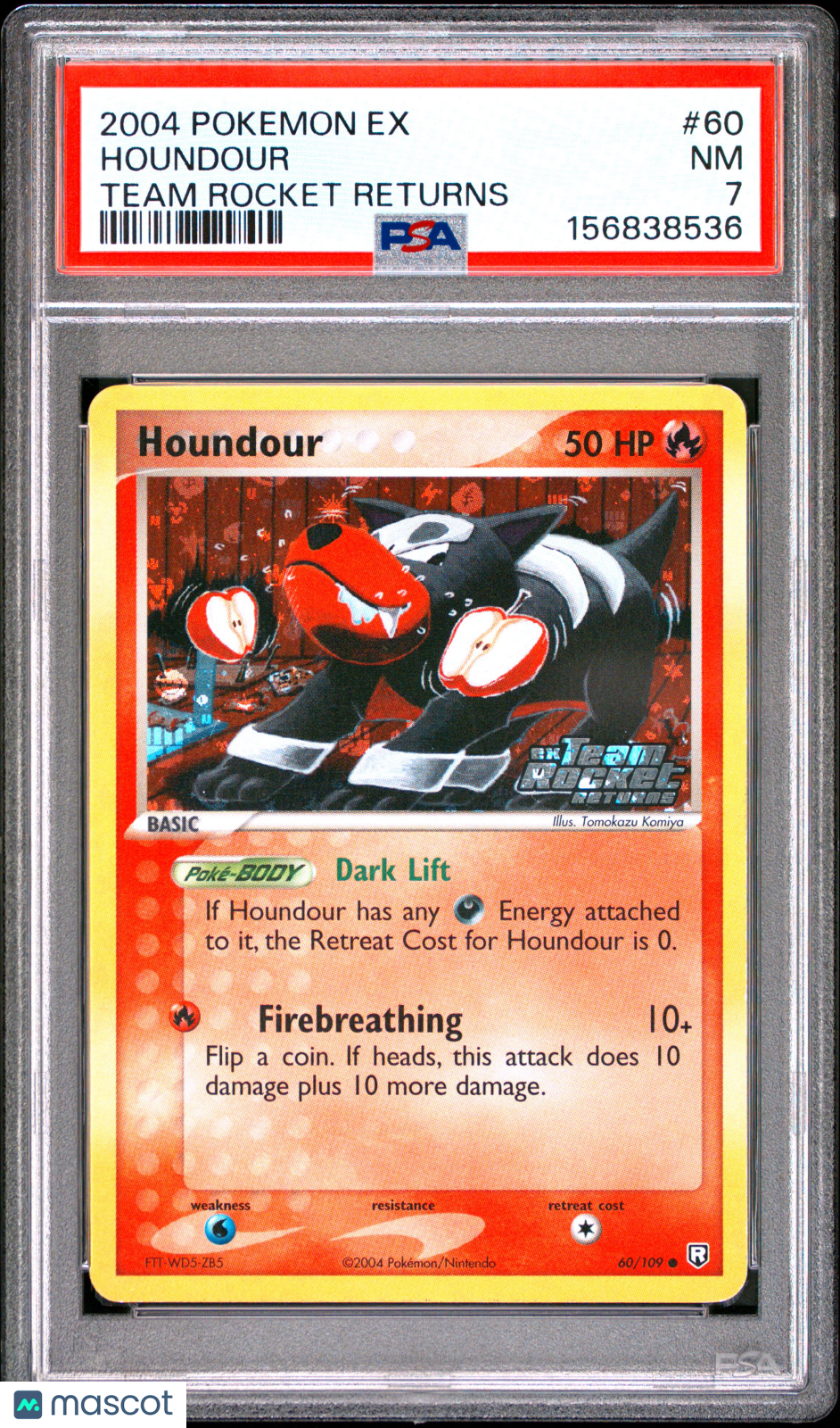 2004 Pokemon EX Team Rocket Returns Houndour #60 Team Rocket Returns PSA 7