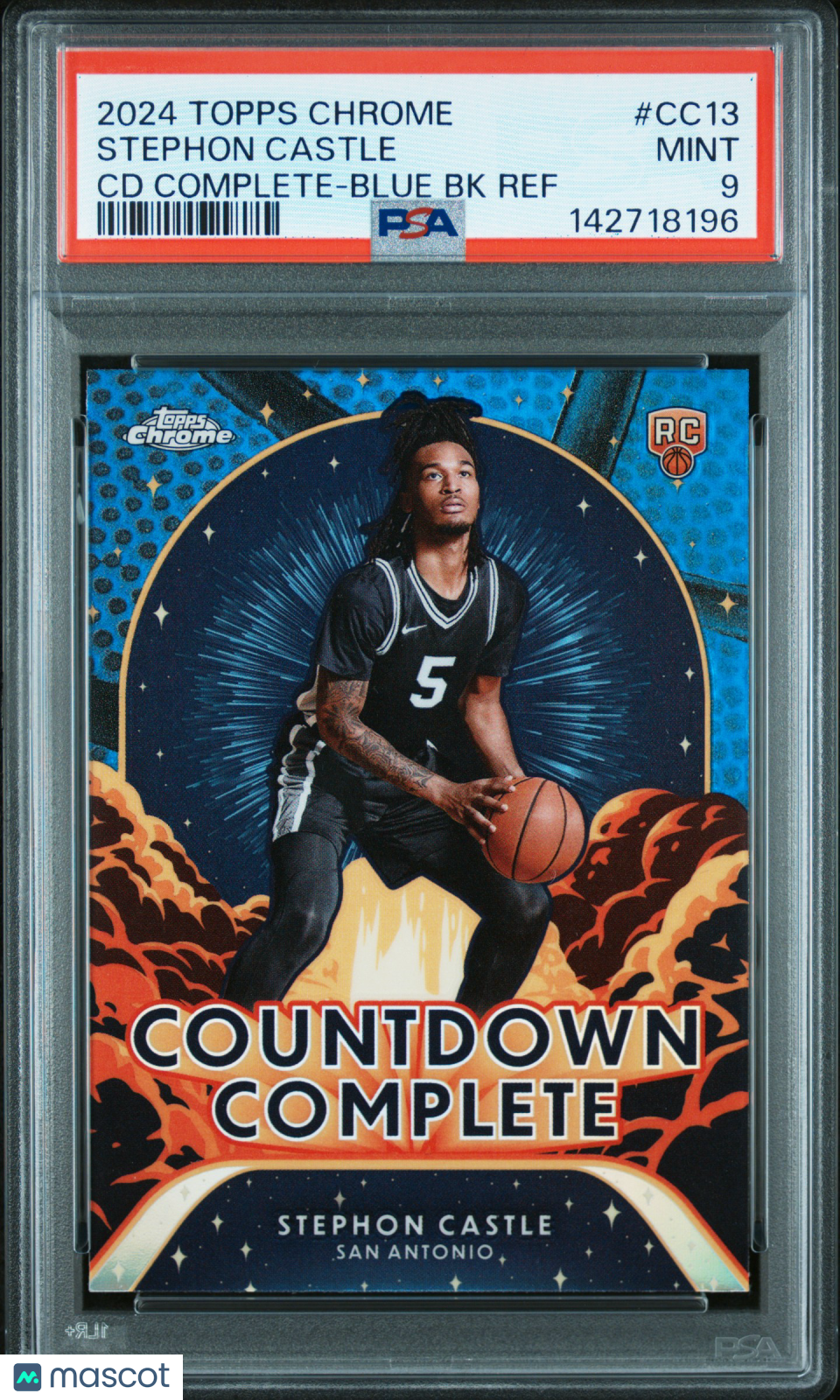 2024 Topps Chrome Countdown Complete Stephon Castle #CC13 CD Blue BK Ref PSA 9